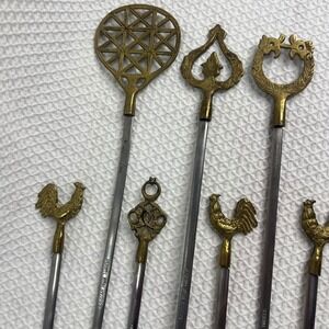9pc VTG Turkish Kabob Skewer Tarzan Inox Turkey Metal BBQ Stainless Steel Brass